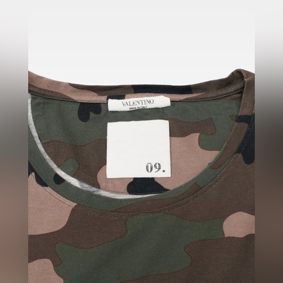 VALENTINO COTTON T-SHIRT GREEN X BLACK CAMOUFLAGE WITH STUDS ( unissex ) Size L - Picture 4 of 9